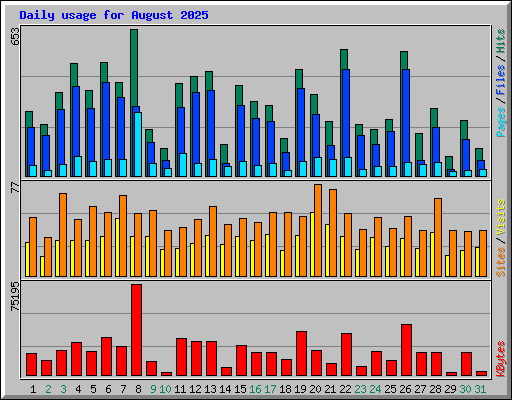 Daily usage for August 2025